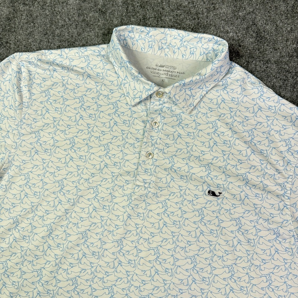 Vineyard Vines Mens Polo Shirt XL On the Go Sankaty Golf Performance Shark